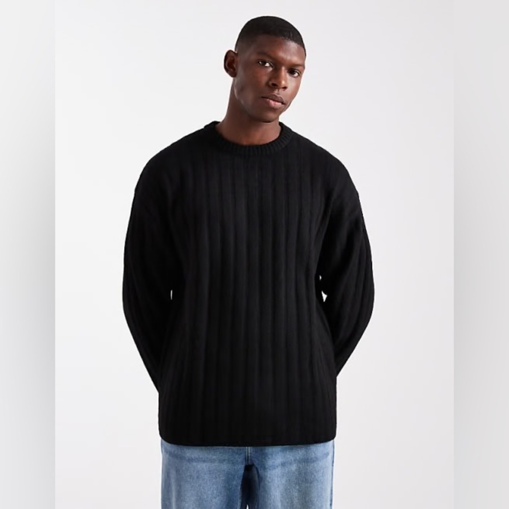 The North Face Men's Classic Black Crewneck 100% Wool Sweater